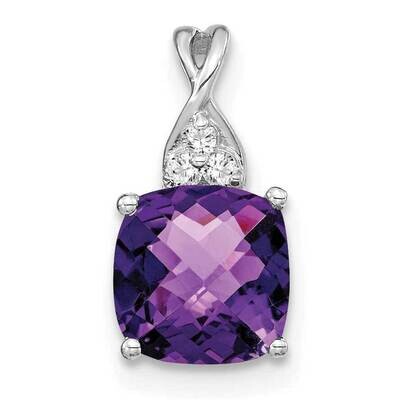 Checkerboard Amethyst Diamond Pendant 14k White Gold PM4393-AM-003-WA, MPN: PM4393-AM-003-WA,