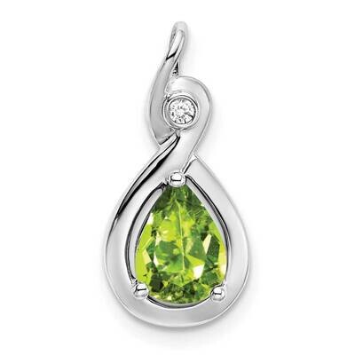 Pear Peridot Diamond Pendant 14k White Gold PM7055-PE-002-WA, MPN: PM7055-PE-002-WA,