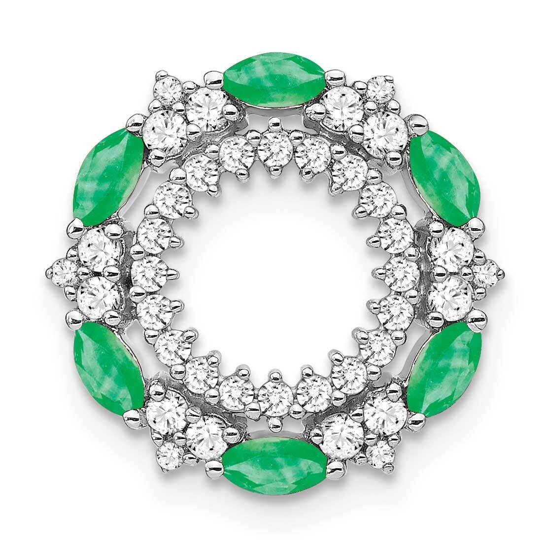 Emerald Diamond Circle Chain Slide 14k White Gold PM7210-EM-052-WA, MPN: PM7210-EM-052-WA,