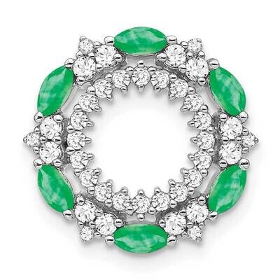 Emerald Diamond Circle Chain Slide 14k White Gold PM7210-EM-052-WA, MPN: PM7210-EM-052-WA,