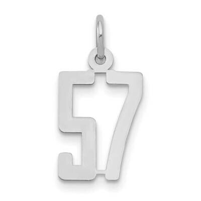 Small Polished Elongated 57 Charm 14k White Gold LES57W, MPN: LES57W,