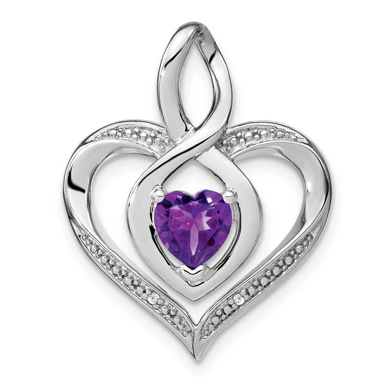 Amethyst Diamond Pendant Sterling Silver Rhodium-Plated PM4440-AM-001-SSA, MPN: PM4440-AM-001-SSA,