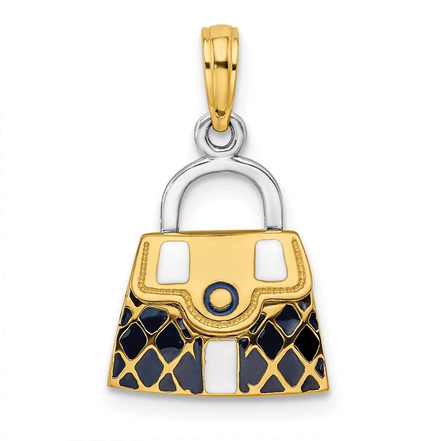 &amp; Rhodium 3-D Black Opens Quilted Handbag Charm 14k Gold K6940, MPN: K6940, 637218131495