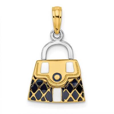 &amp; Rhodium 3-D Black Opens Quilted Handbag Charm 14k Gold K6940, MPN: K6940, 637218131495