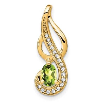 Peridot Diamond Swirl Pendant 14k Gold PM7042-PE-010-YA, MPN: PM7042-PE-010-YA,