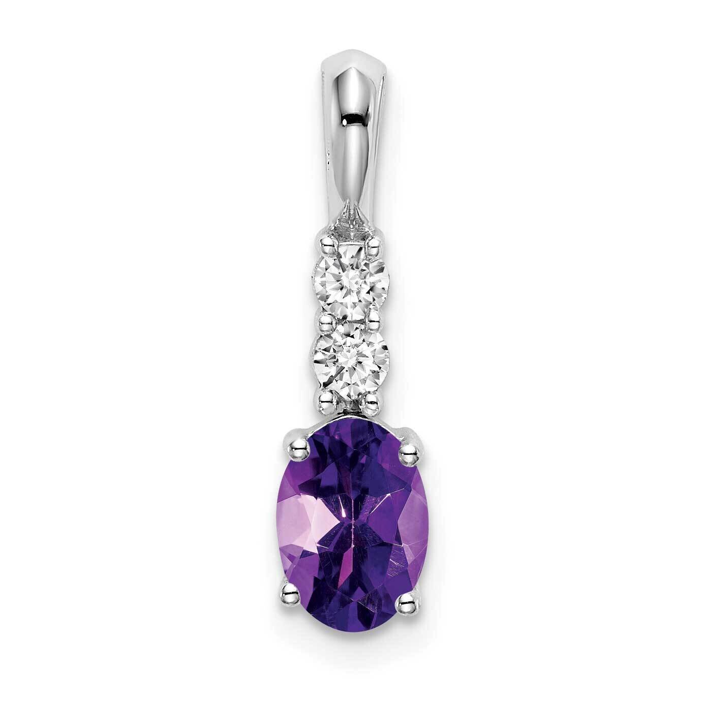 Oval Amethyst Diamond Pendant 14k White Gold PM7406-AM-013-WA, MPN: PM7406-AM-013-WA, 191101400377