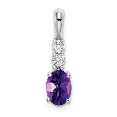 Oval Amethyst Diamond Pendant 14k White Gold PM7406-AM-013-WA, MPN: PM7406-AM-013-WA, 191101400377