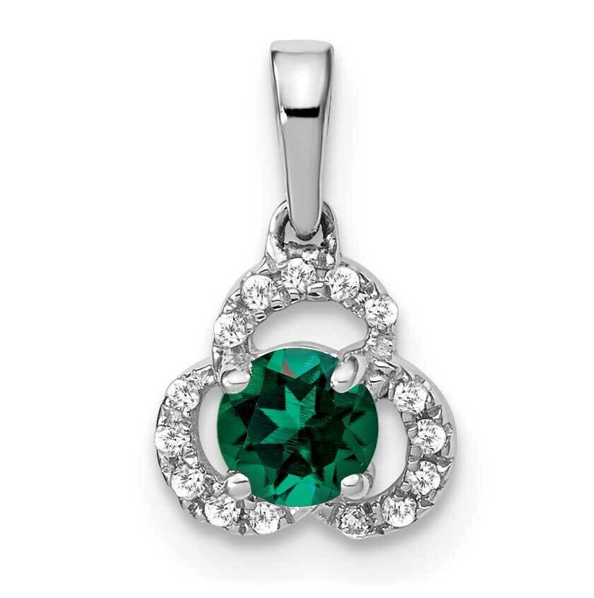 Created Emerald Diamond Pendant 10k White Gold PM3578-CEM-006-1WA, MPN: PM3578-CEM-006-1WA,