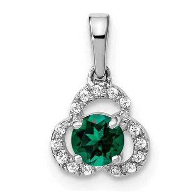 Created Emerald Diamond Pendant 10k White Gold PM3578-CEM-006-1WA, MPN: PM3578-CEM-006-1WA,
