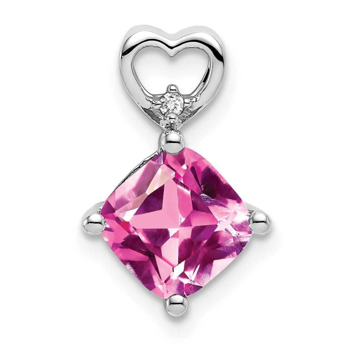 Created Pink Sapphire Diamond Heart Chain Slide 14k White Gold PM7399-CPS-001-WA, MPN: PM7399-CPS-0…