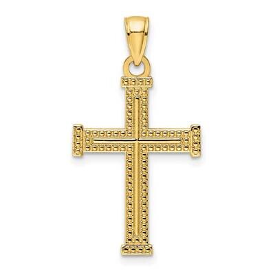 Beaded Cross Pendant 14k Polished Gold K9857, MPN: K9857,