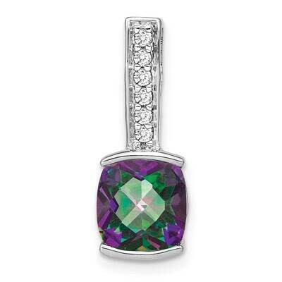 Cushion Mystic Fire Topaz Diamond Pendant 14k White Gold PM7049-FT-012-WA, MPN: PM7049-FT-012-WA,