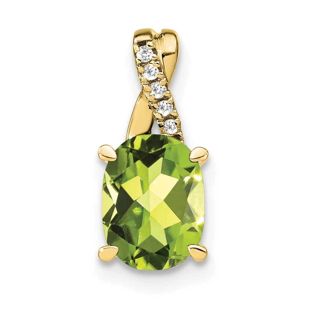 Oval Peridot Diamond Pendant 10k Gold PM4235-PE-003-1YA, MPN: PM4235-PE-003-1YA,