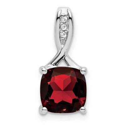 Cushion Garnet Diamond Pendant 14k White Gold PM7062-GA-002-WA, MPN: PM7062-GA-002-WA,