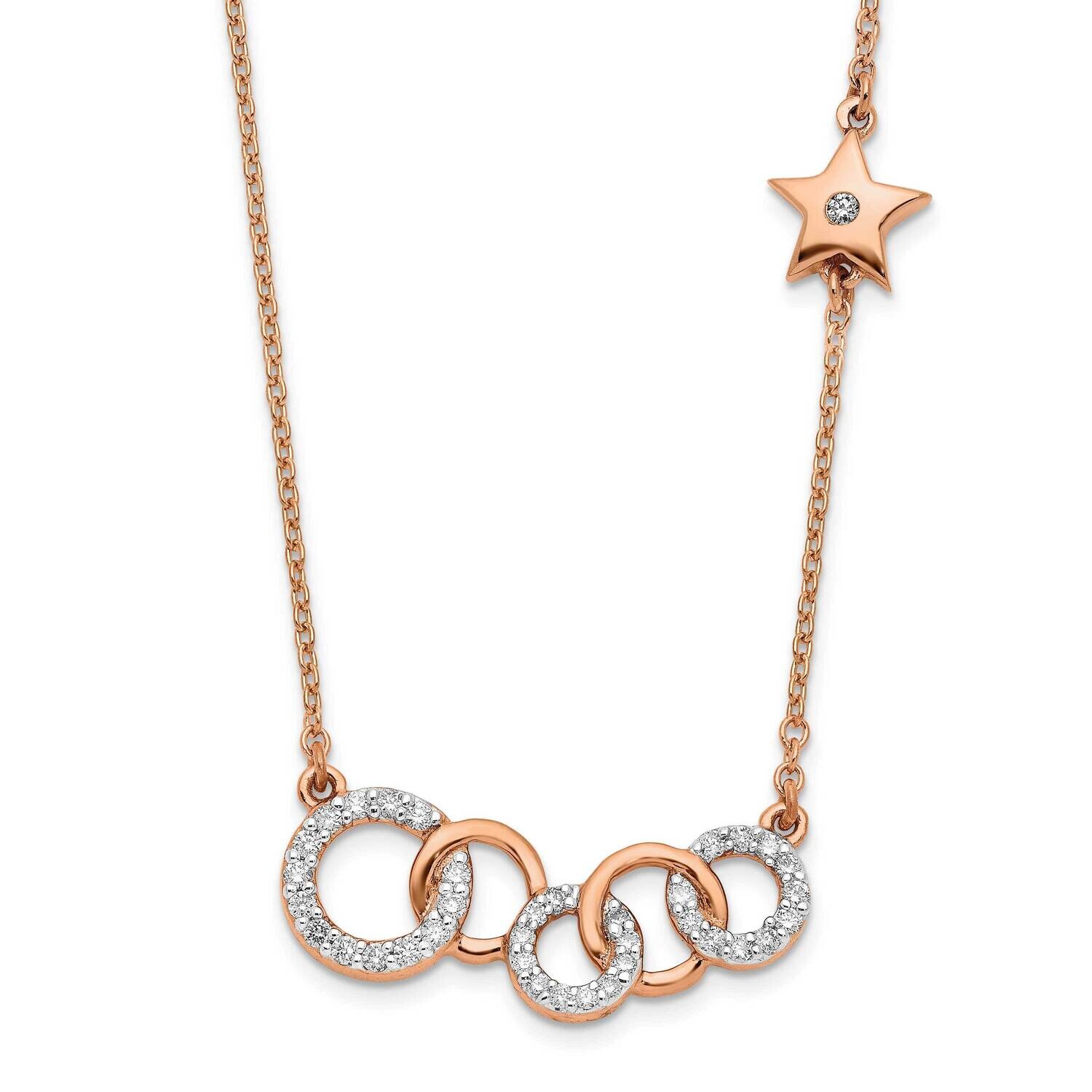 Diamond Circles Star 18 Inch Necklace 14k Rose Gold PM6903-015-RA
