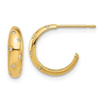 Madi K Polished CZ Post Hoop Earrings 14k Gold GK1192, MPN: GK1192,