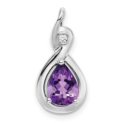 Pear Amethyst Diamond Pendant 14k White Gold PM7055-AM-002-WA, MPN: PM7055-AM-002-WA,