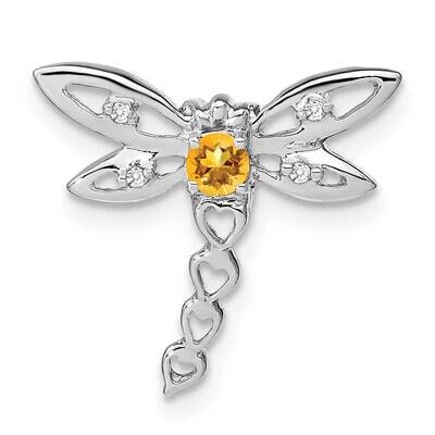 Citrine Diamond Dragonfly Chain Slide 14k White Gold PM7039-CI-002-WA, MPN: PM7039-CI-002-WA,