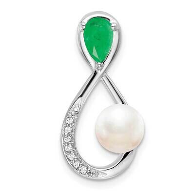 Emerald/Fwc Pearl/Diamond Infinity Chain Slide 14k White Gold PM7182-EM-004-WA, MPN: PM7182-EM-004-…