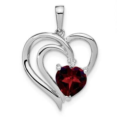 Garnet Diamond Pendant Sterling Silver Rhodium-Plated PM7025-GA-001-SSA, MPN: PM7025-GA-001-SSA,