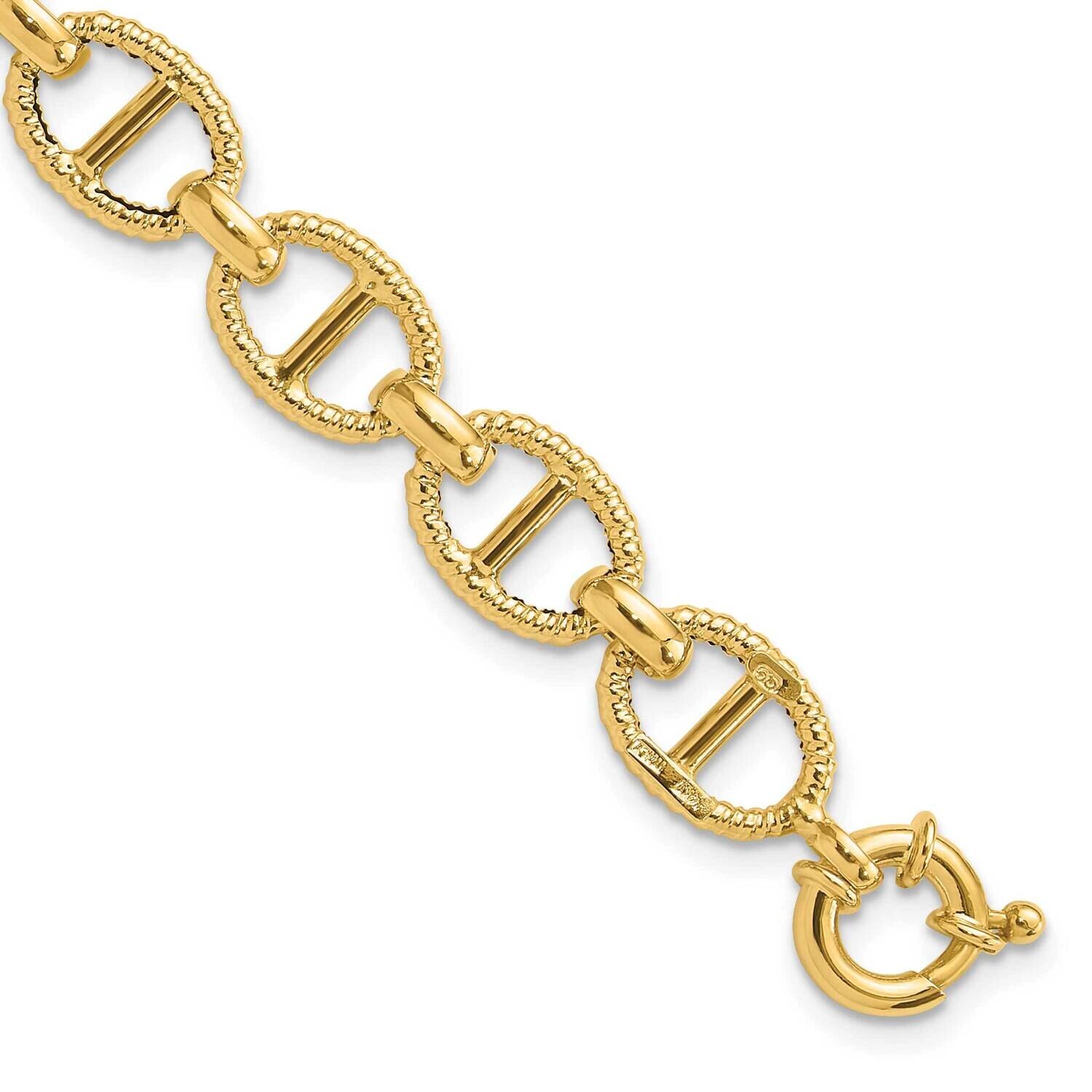 &amp; Textured Fancy Link Anchor 7.25 In Bracelet 7.25 Inch 14k Polished Gold FB2028-7.25, MPN: FB2028-…