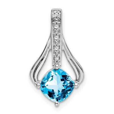 Blue Topaz Diamond Pendant 14k White Gold PM7032-BT-002-WA, MPN: PM7032-BT-002-WA,