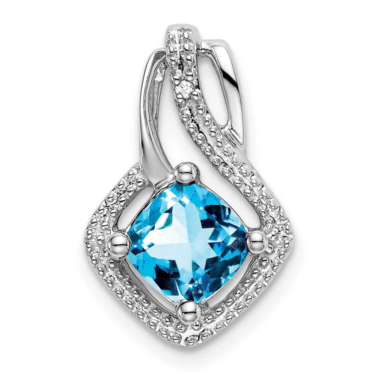 Blue Topaz Diamond Pendant 14k White Gold PM7034-BT-001-WA, MPN: PM7034-BT-001-WA,