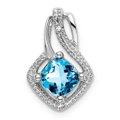 Blue Topaz Diamond Pendant 14k White Gold PM7034-BT-001-WA, MPN: PM7034-BT-001-WA,
