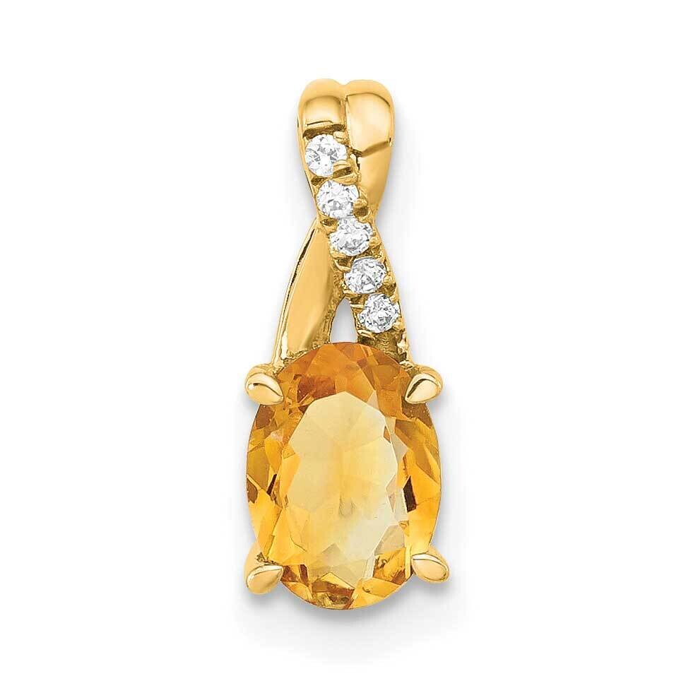 Oval Citrine Diamond Pendant 14k Gold PM4235-CI-003-4YA, MPN: PM4235-CI-003-4YA,