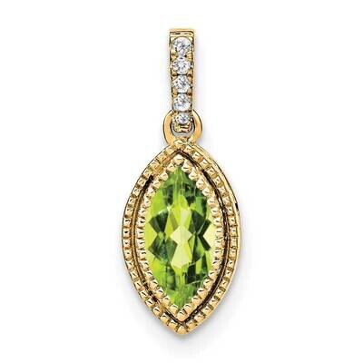 Marquise Peridot Diamond Pendant 14k Gold PM7095-PE-012-YA, MPN: PM7095-PE-012-YA,