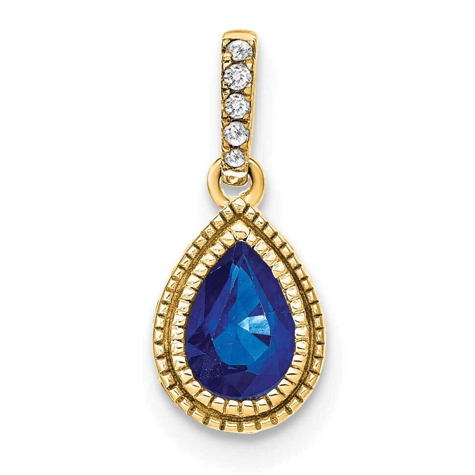 Pear Sapphire Diamond Pendant 14k Gold PM7094-SA-019-YA, MPN: PM7094-SA-019-YA,