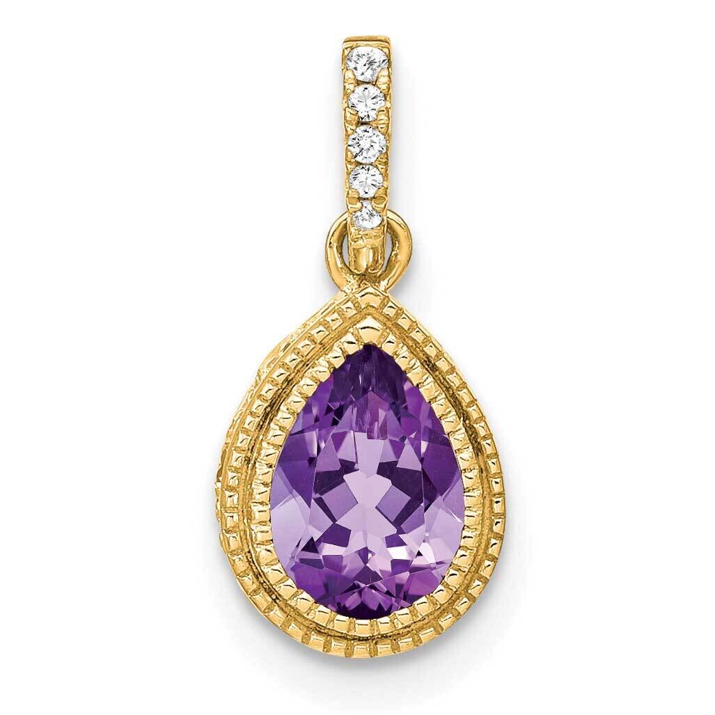Pear Amethyst Diamond Pendant 14k Gold PM7094-AM-030-YA, MPN: PM7094-AM-030-YA,