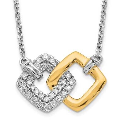 Polished Diamond Double Square 18 Inch Necklace 14k Two-Tone Gold PM6881-020-WYA, MPN: PM6881-020-W…