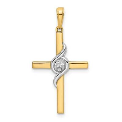 Diamond-Cut Cross Pendant 14k Gold With Rhodium K9787, MPN: K9787,