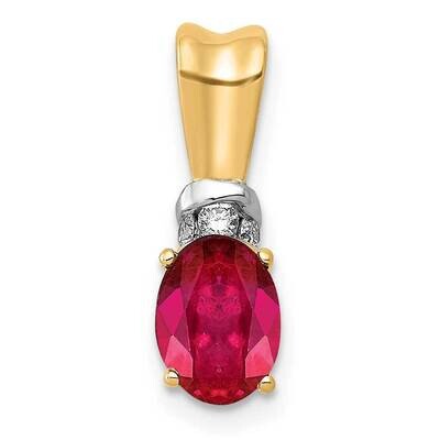 Rhodium Diamond .66 Oval Ruby Pendant 10k Gold PM5251-RU-005-1YA, MPN: PM5251-RU-005-1YA,