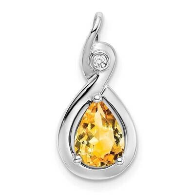 Pear Citrine Diamond Pendant 14k White Gold PM7055-CI-002-WA, MPN: PM7055-CI-002-WA,