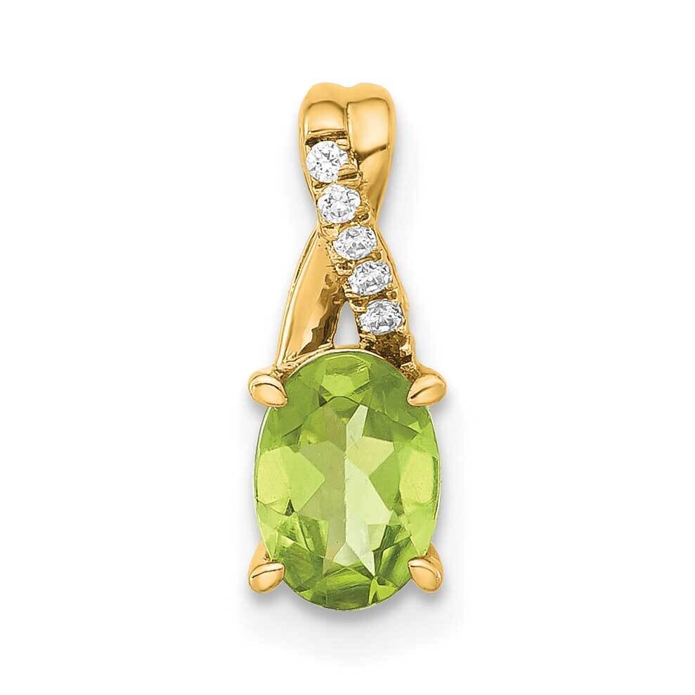 Oval Peridot Diamond Pendant 14k Gold PM4235-PE-003-4YA, MPN: PM4235-PE-003-4YA,