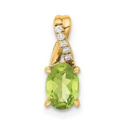Oval Peridot Diamond Pendant 14k Gold PM4235-PE-003-4YA, MPN: PM4235-PE-003-4YA,
