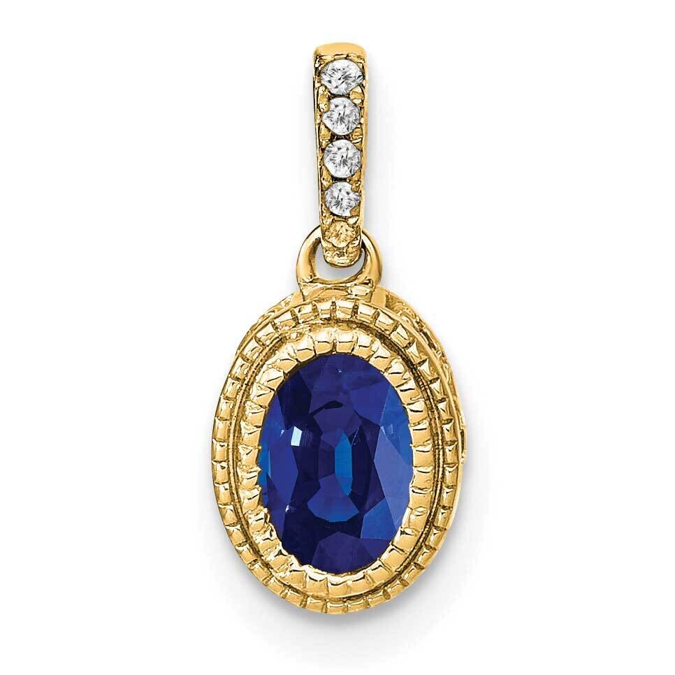 Oval Sapphire Diamond Pendant 14k Gold PM7093-SA-011-YA, MPN: PM7093-SA-011-YA,