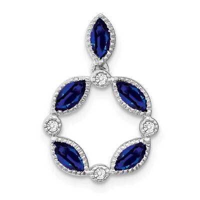 Marquise Sapphire Diamond Pendant 14k White Gold PM7206-SA-005-WA, MPN: PM7206-SA-005-WA,