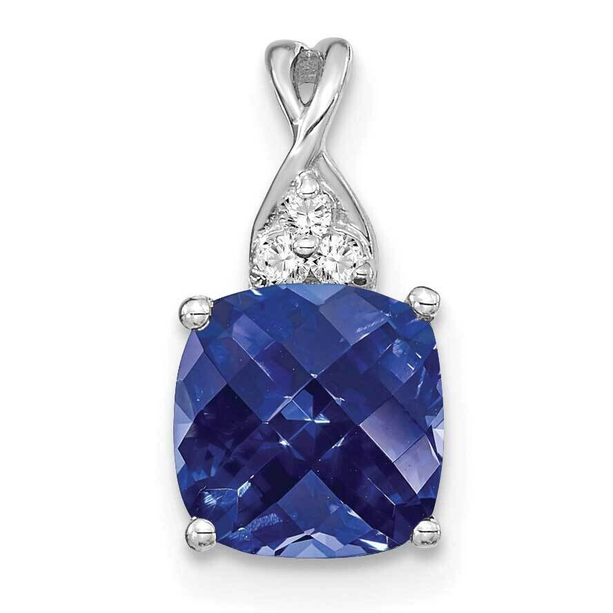 Checkerboard Created Sapphire Diamond Pendant 14k White Gold PM4393-CSA-003-WA, MPN: PM4393-CSA-003…