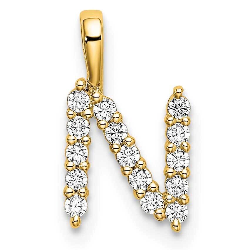 Diamond Letter N Initial Pendant 14k Gold PM6988N-015-YLG, MPN: PM6988N-015-YLG, 883957886725