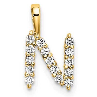Diamond Letter N Initial Pendant 14k Gold PM6988N-015-YLG, MPN: PM6988N-015-YLG, 883957886725
