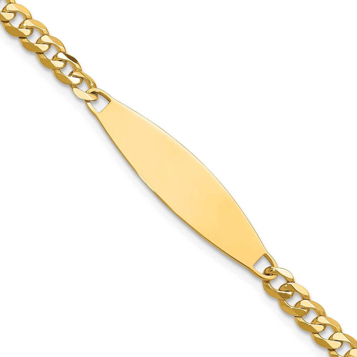 Flat Curb Link Id Bracelet 7 Inch 14k Gold LID113-7, MPN: LID113-7,