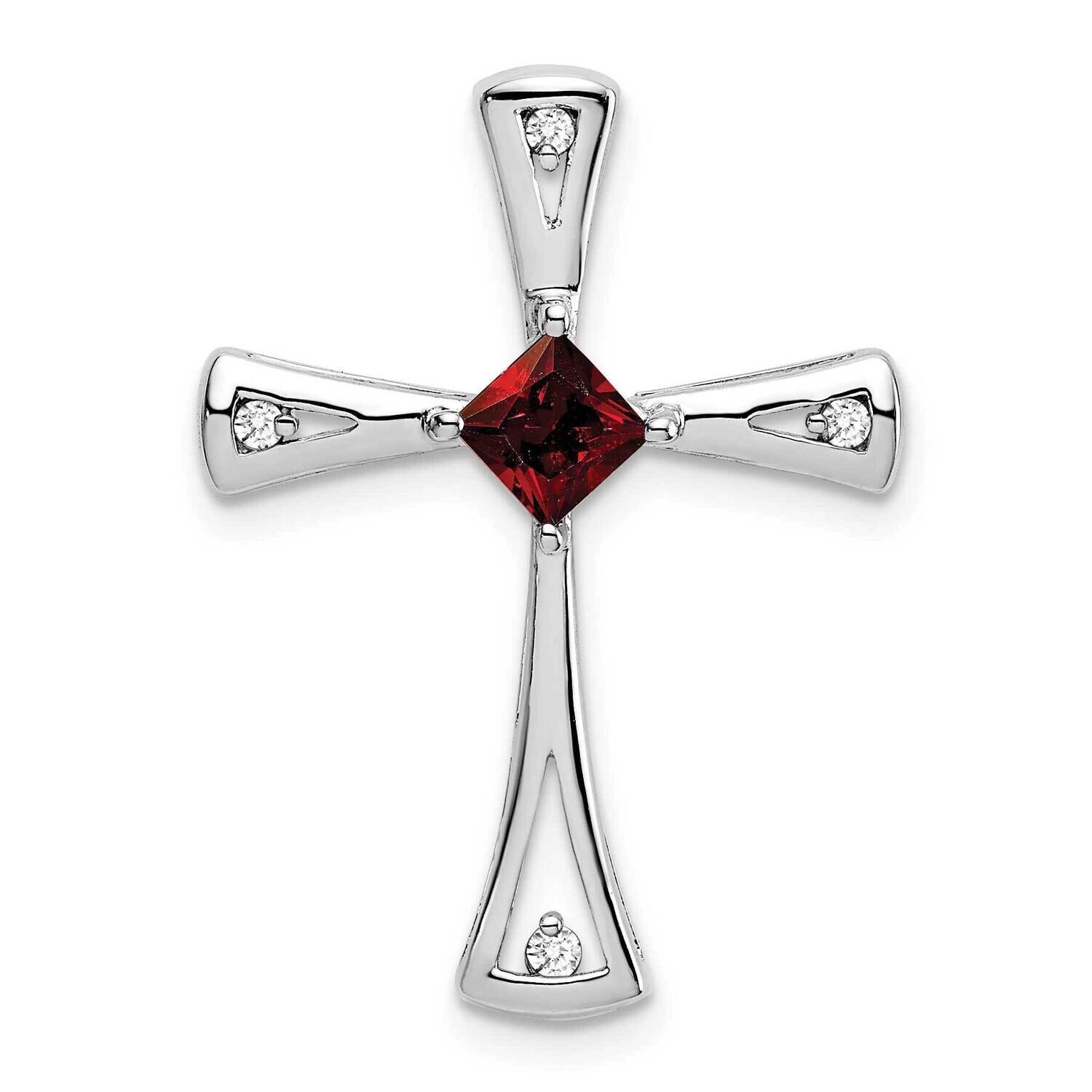 Garnet Diamond Cross Pendant 10k White Gold PM7031-GA-005-1WA, MPN: PM7031-GA-005-1WA,
