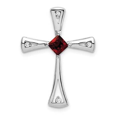 Garnet Diamond Cross Pendant 10k White Gold PM7031-GA-005-1WA, MPN: PM7031-GA-005-1WA,