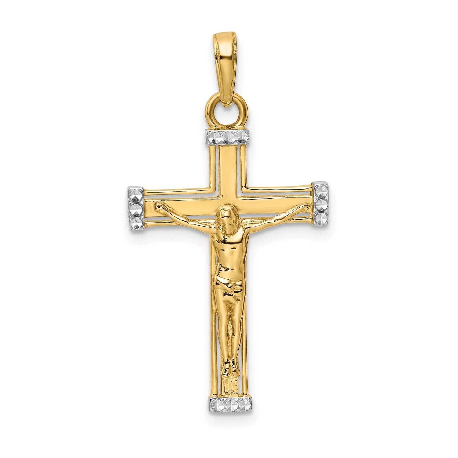 Diamond-Cut Crucifix Pendant 14k Gold With Rhodium K9800, MPN: K9800,