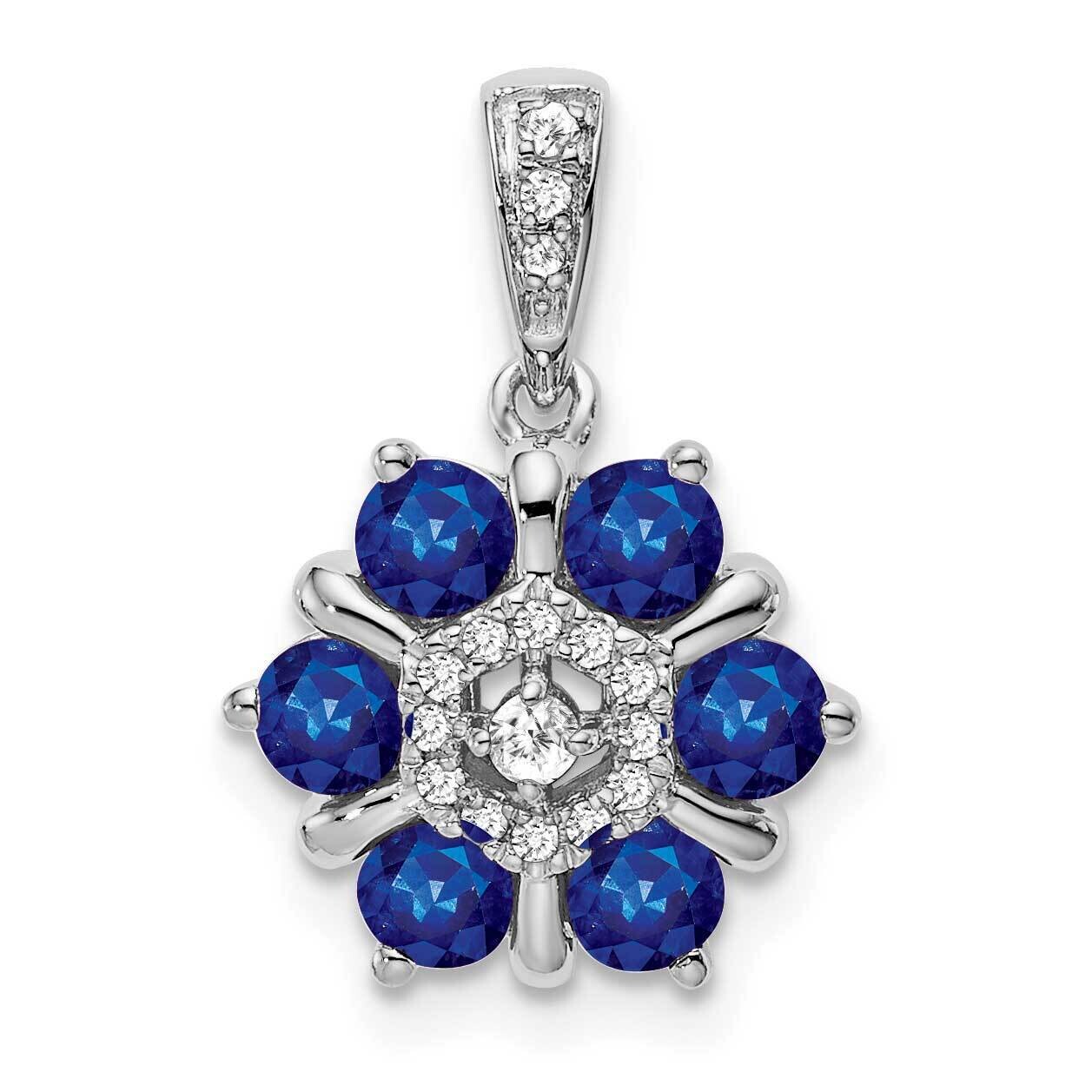 Sapphire Diamond Floral Pendant 14k White Gold PM7192-SA-009-WA, MPN: PM7192-SA-009-WA,