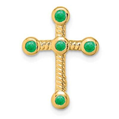 Emerald Cross Chain Slide 19 Inch 10k Gold PM7174-EM-1Y, MPN: PM7174-EM-1Y,