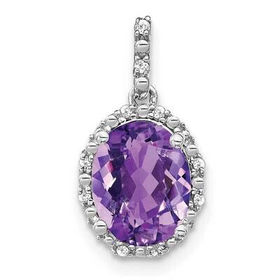 Oval Amethyst Diamond Halo Pendant 14k White Gold PM7063-AM-006-WA, MPN: PM7063-AM-006-WA,